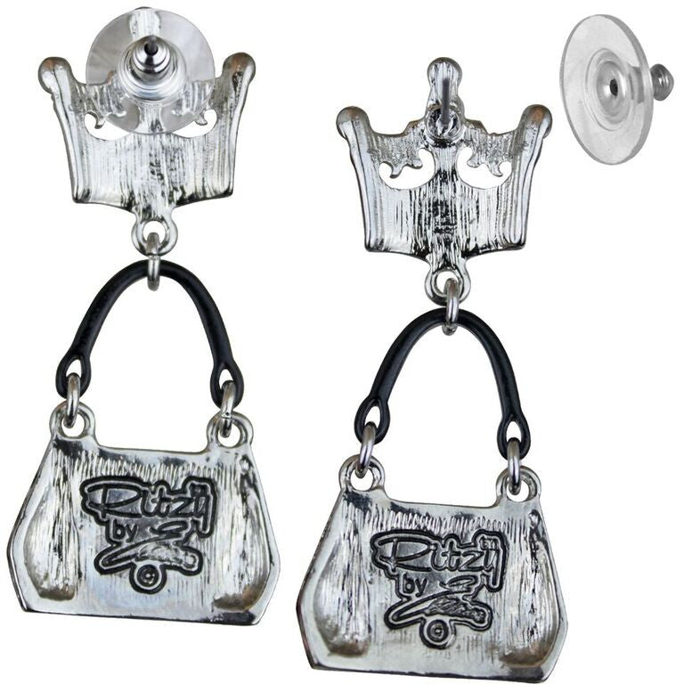Crown & Handbag Shopping Charm Earrings - Dangle Earrings