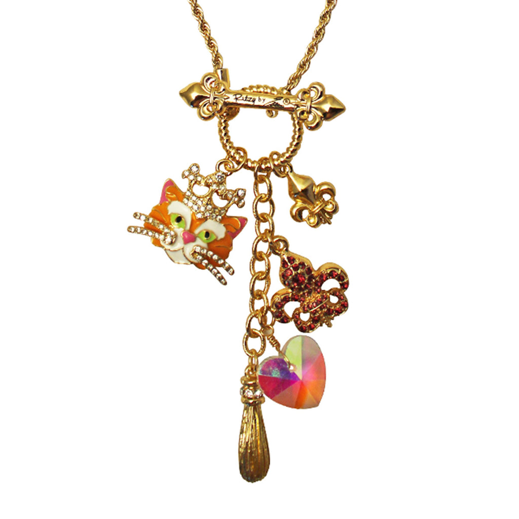 Princess Kitty Multi Charm Necklace | Cat Necklace Jewelry