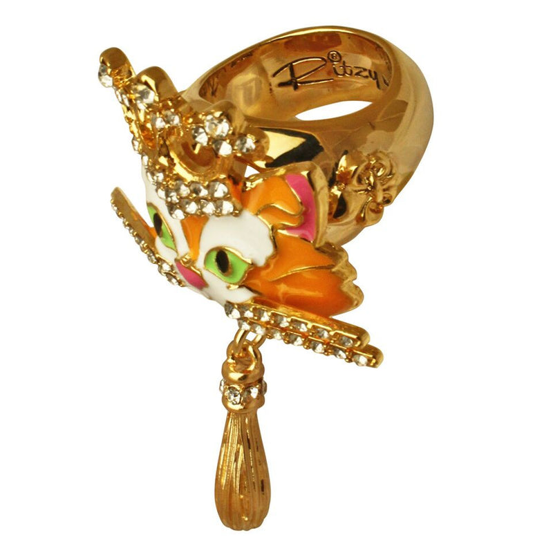 Princess Multi Color Tabby Cat Ring - Cat Rings Jewelry