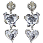 Heart & Arrow Dangle Pink Charm Earrings | Heart Earrings | Back Side