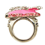 Love Heart & Arrow Pink Dangle Ring