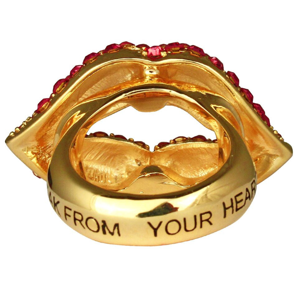 Heart Charm Ring | Lips Finger Ring For Women - Back Side