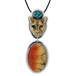 Tabra Jewelry | Bronze Jaguar Coral Pendant Necklace