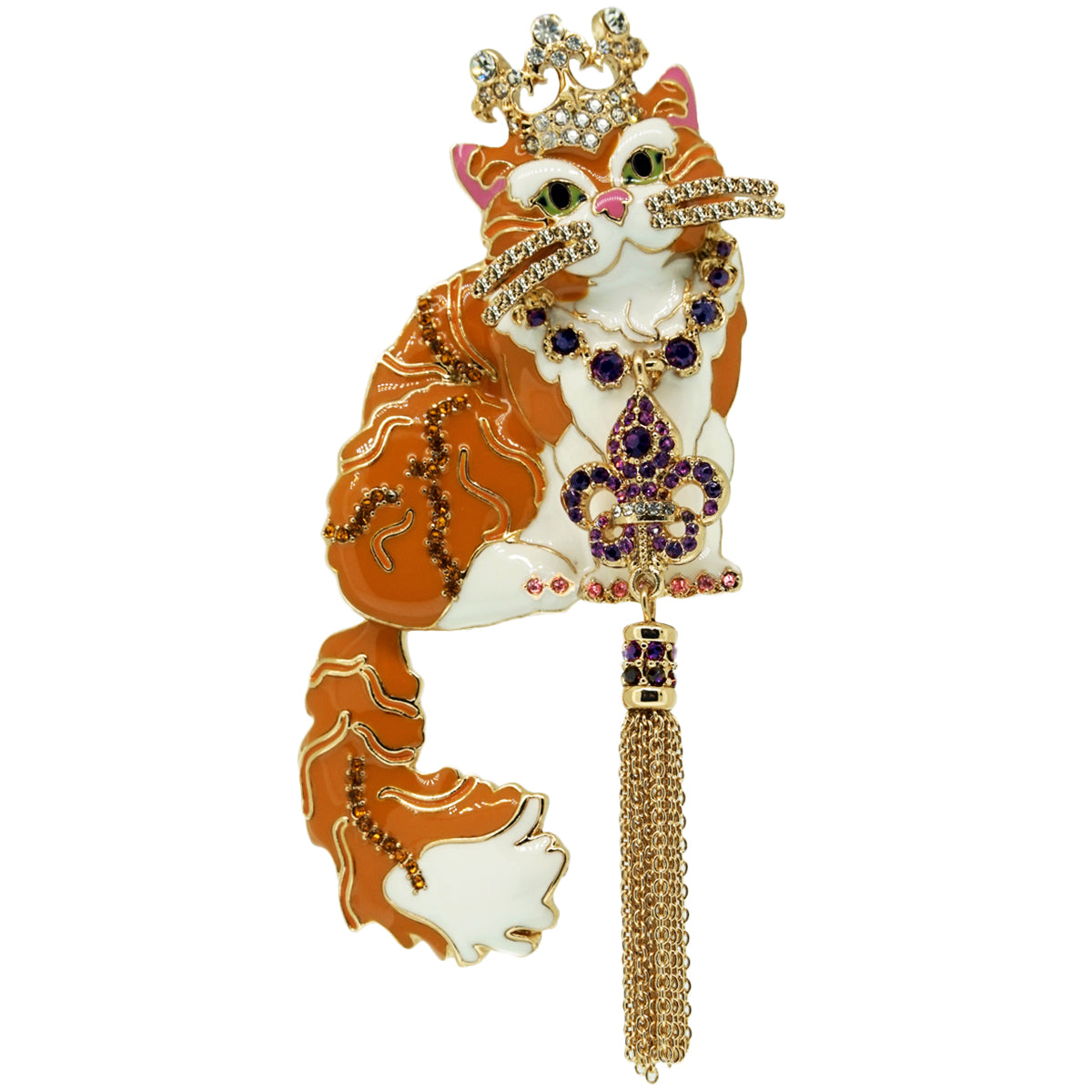 Princess Kitty Ginger Tabby Pin Pendant - Cat Jewelry