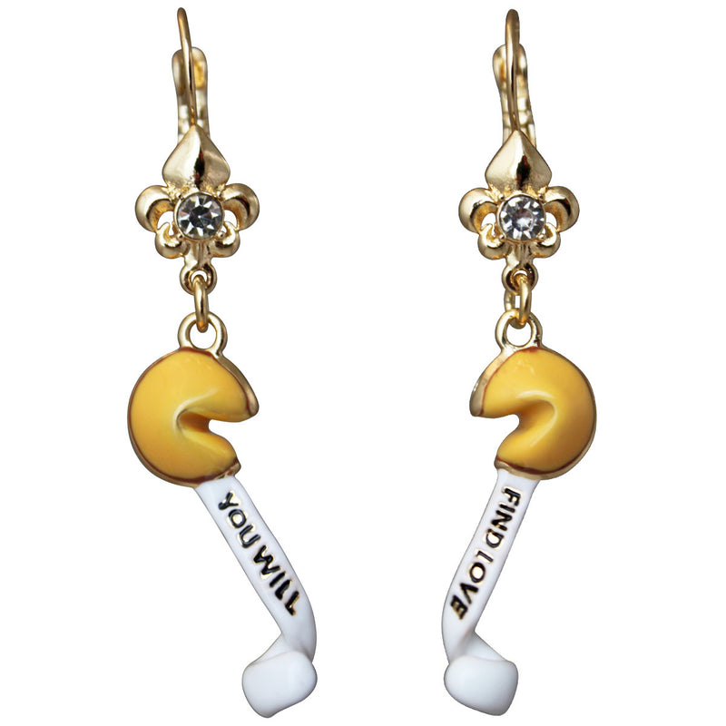 Chinese Fortune Cookie Charm Earrings - Chinese Earrings
