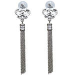 Fleur de Lis Crystal Tassel Earrings - Tassels Jewelry - Back Side