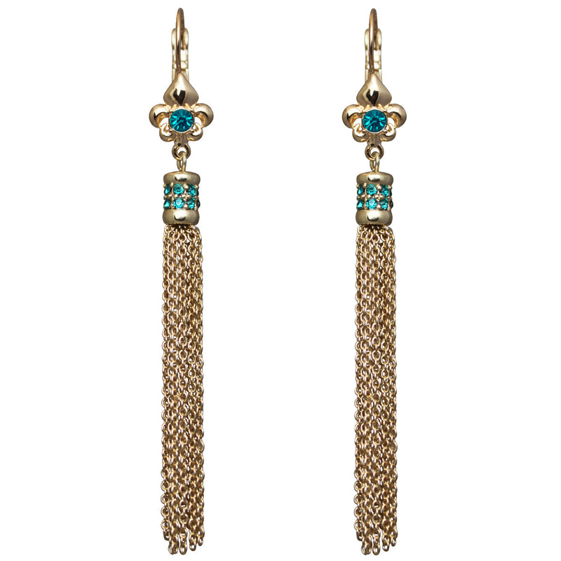 Fleur-de-lis Amethyst Tassel Jewelry Earrings - Back Side
