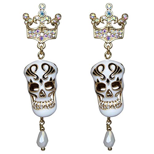 Skeleton King & Crown Crystal Halloween Earrings