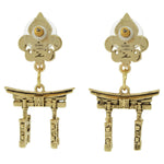 Ritzy Couture Torii Gates Japanese Spiritual Travel Earrings (Antique Goldtone) Ritzy Couture