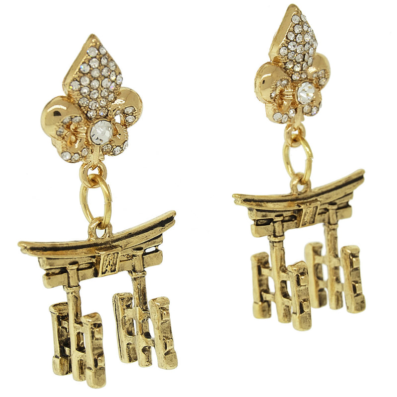Ritzy Couture Torii Gates Japanese Spiritual Travel Earrings (Antique Goldtone) Ritzy Couture