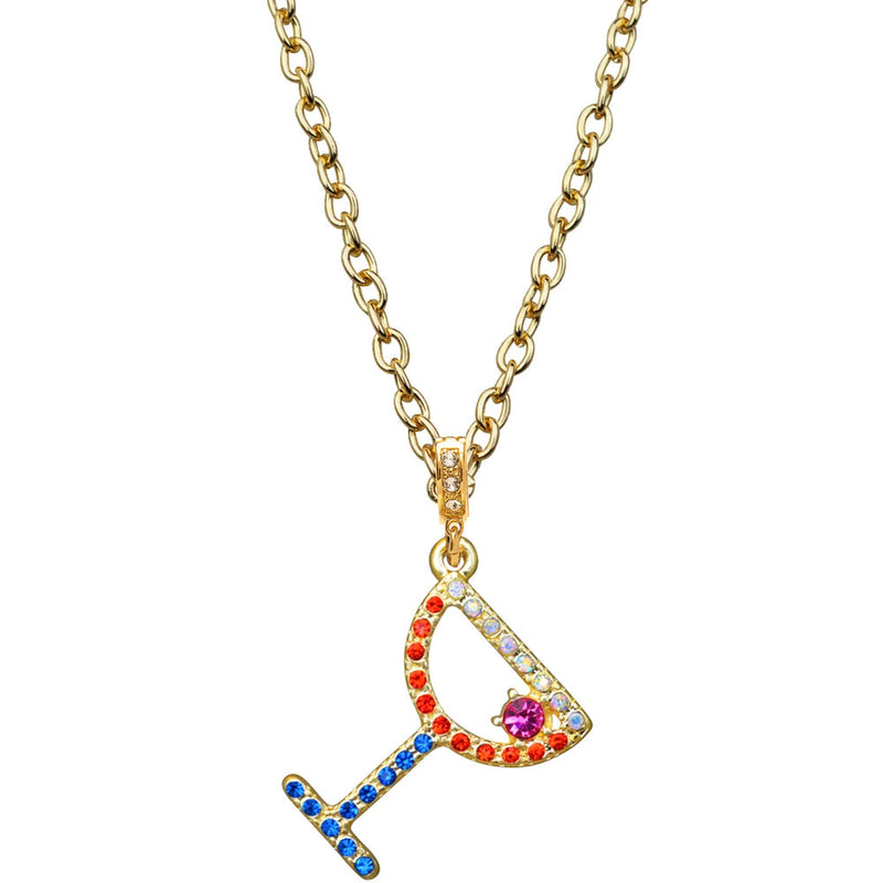 Ritzy Couture Margarita Cocktail Multi Color Charm Necklace (Goldtone)