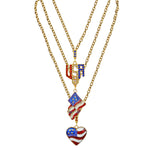 American Flag Charm Necklace | American Necklace Jewelry | Pair Of Two Necklace
