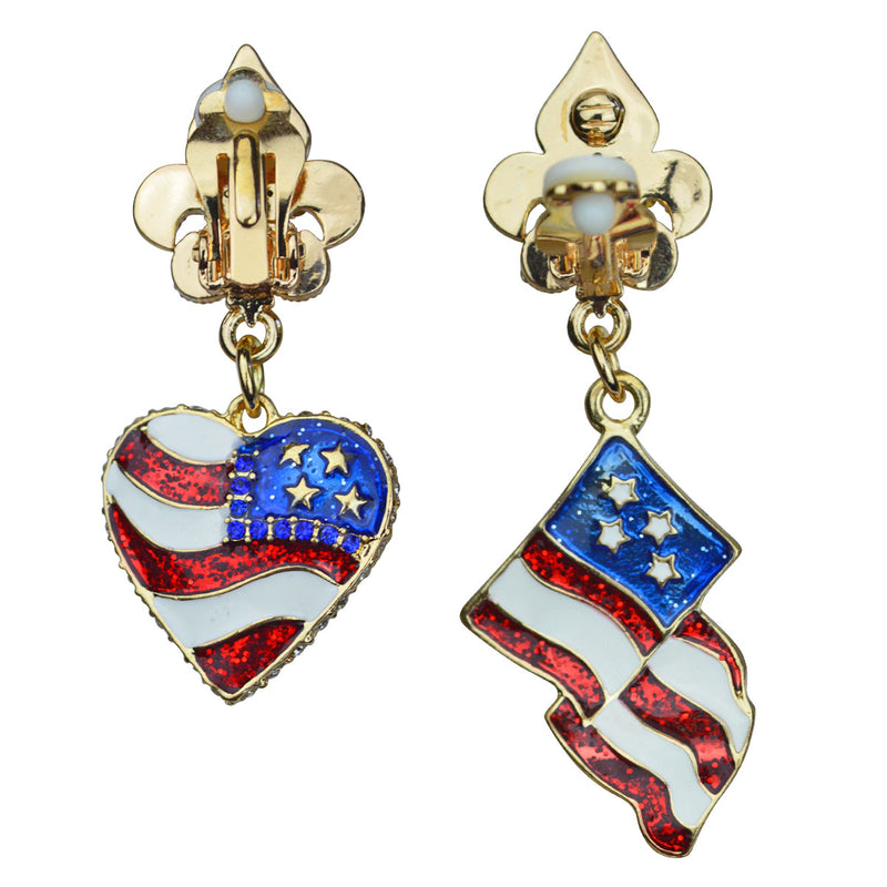 American Flag Multi Color Charm Earrings - Back Side