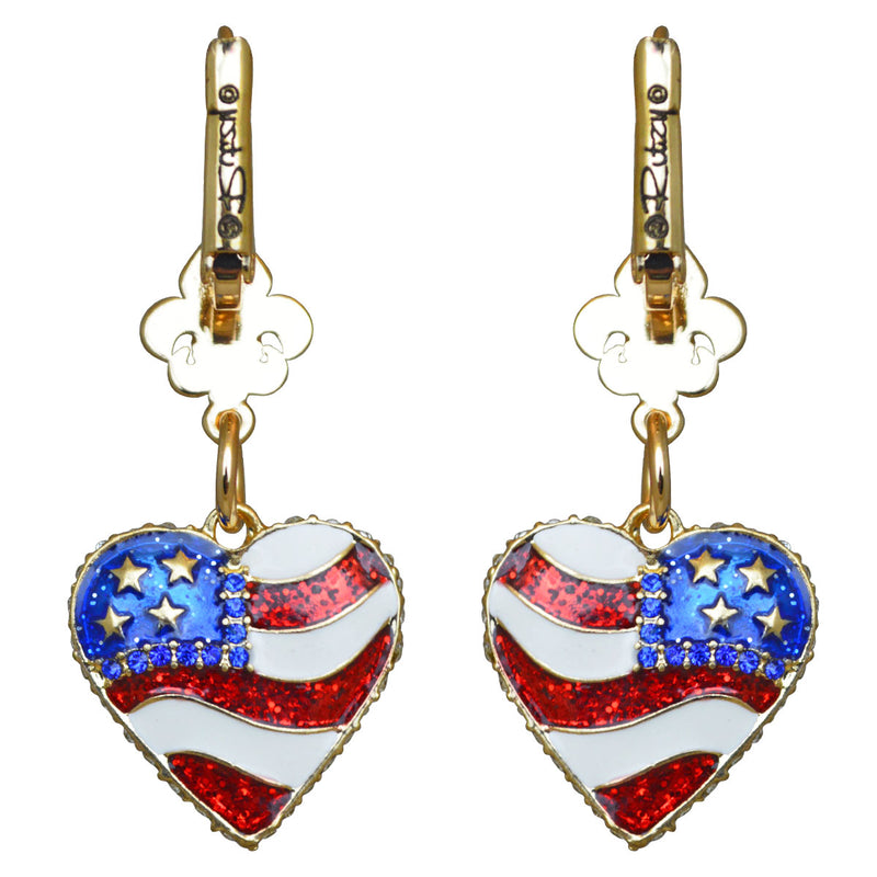 American Flag Heart Shaped Earrings | American Earrings