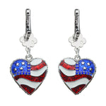 American Flag Heart Shaped Charm Earrings For Women - Back Side