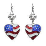 American Flag Heart Shaped Charm Earrings For Women