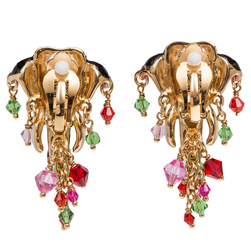Royal Maharajah Painted Elephant Multicolor Earrings | Back Side