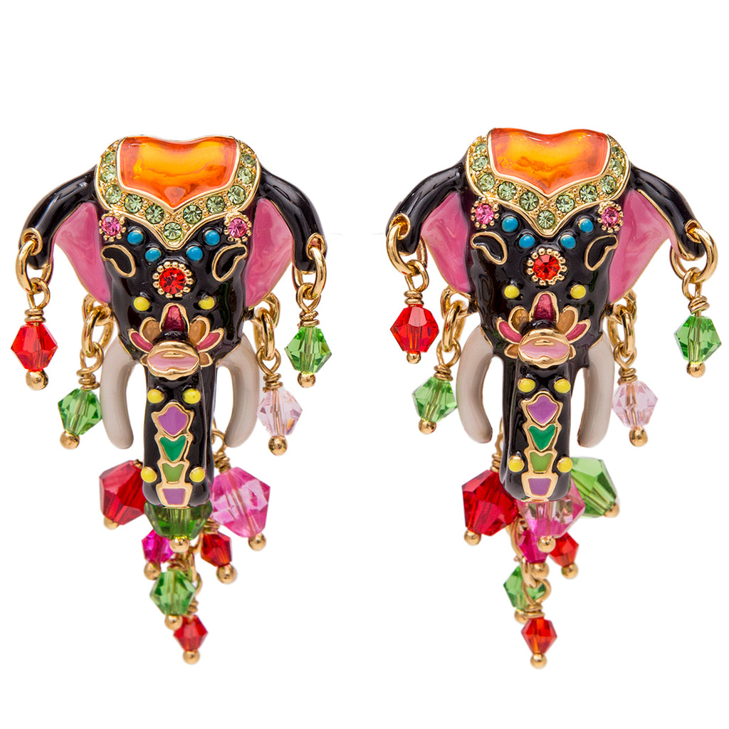 Royal Maharajah Painted Elephant Multicolor Earrings