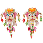 Royal Maharaja Painted Elephant Dangle Earrings