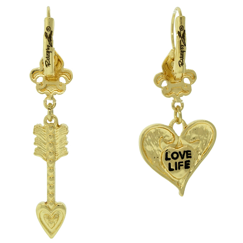 Love and Heart Arrow Dangle Earrings For Women - Back Side