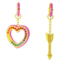 Valentine Hearts and Arrows Love Rainbow Huggies by Ritzy Couture DeLuxe - 18k Gold Plating