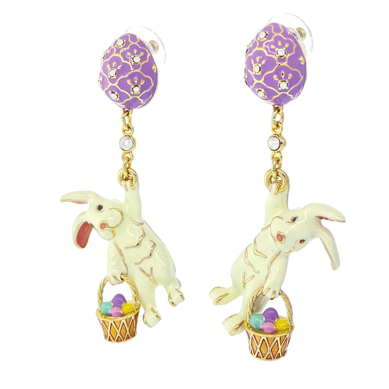 Adorable Easter Bunny and Egg Earrings Ritzy Couture DeLuxe - 18k Gold Plating