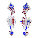 Majestic Flag July 4th Fireworks Earrings Ritzy Couture DeLuxe -Fine Silver Plated