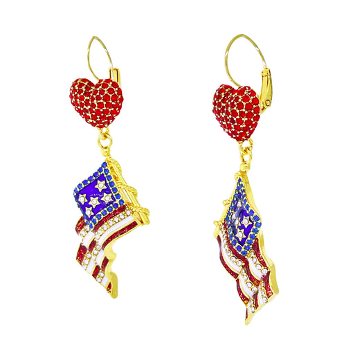 July 4th Heart Dangle Lightweight Earrings Ritzy Couture