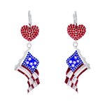 July 4th Heart Dangle Lightweight Earrings Ritzy Couture DeLuxe - Fine Silver Plated