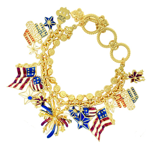 Exquisite July 4th Fireworks Flag Bracelet Ritzy Couture