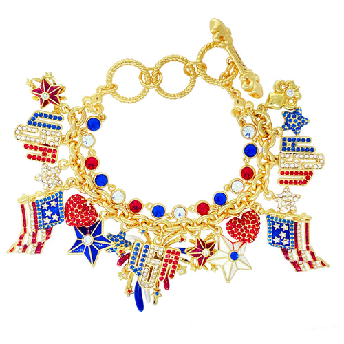 Exquisite July 4th Fireworks Flag Bracelet Ritzy Couture