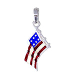 Sparkling July 4th USA Flag Enhancer Pendant Ritzy Couture DeLuxe-Fine Silver Plate