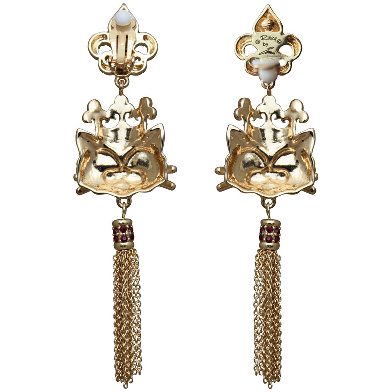 Princess Kitty Royal Tassel Jewelry Earrings For Women | Back Side