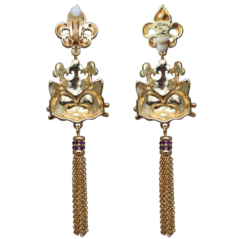 Princess Kitty Royal Tassel Charm Earrings For Women | Back Side