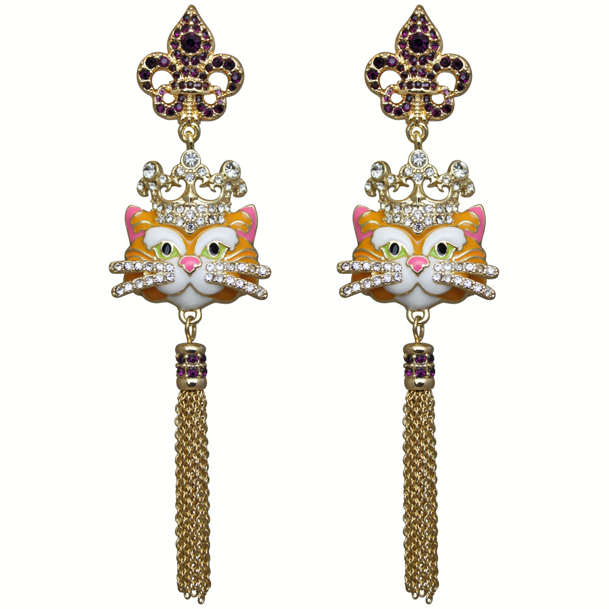 Princess Kitty Royal Tassel Charm Earrings For Women