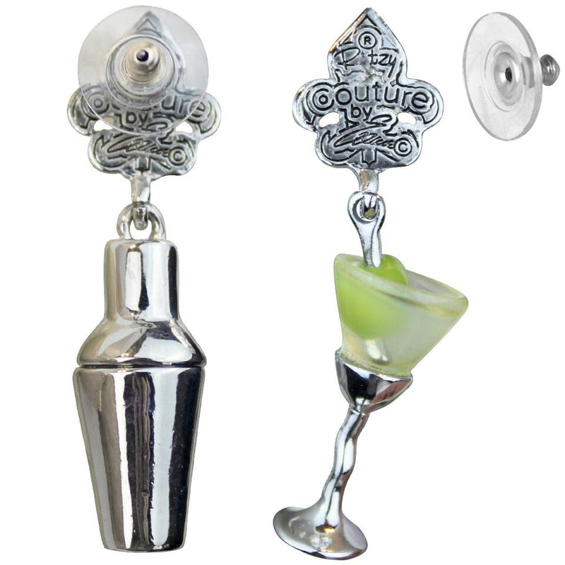 Martini and Shaker Charm Earrings - Cocktail Earrings