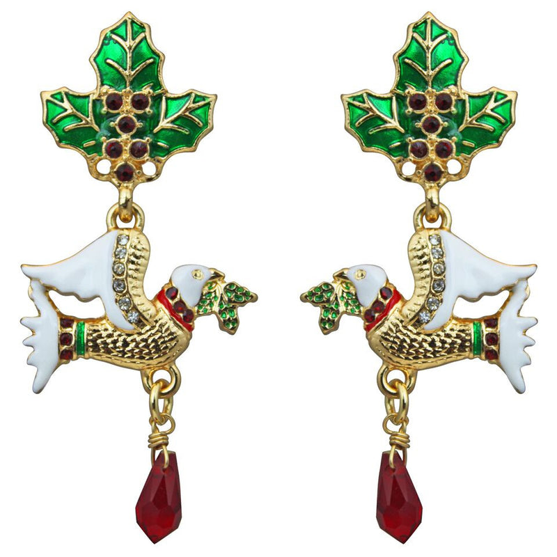 Two Turtle Doves Christmas Earrings - Christmas Jewelry