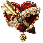 Love Heart & Arrow Red Dangle Rings |  Heart Ring