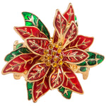 Ritzy Couture Merry Christmas TWAS The Night Enamel Poinsettia Pave Ring (Goldtone)