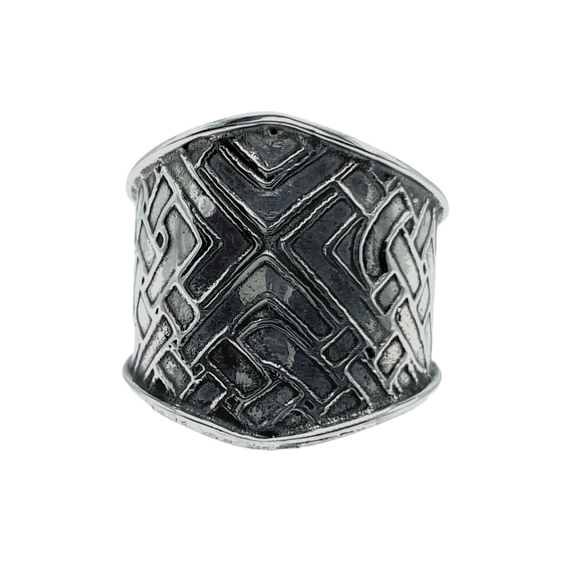 Tabra Jewelry 925 Sterling Silver Ancient Geometry Embossed Ring Size 6, OOK531