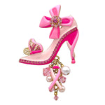 Lunch at The Ritz Embrace Hope Pink Ribbon & Butterfly Shoe Captivating Pin Goldtone