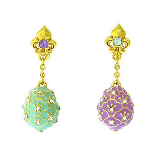 Asymmetrical Pastel Easter Egg Earrings Ritzy Couture DeLuxe - 18k Gold Plating