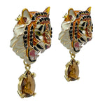 Ritzy Couture DeLuxe Bengal Tiger Earrings - Tiger Stripe Design - 22k Gold Plate