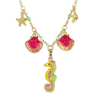 By The Sea 16" Pastel Ocean Charm Necklace "18k Gold Plated