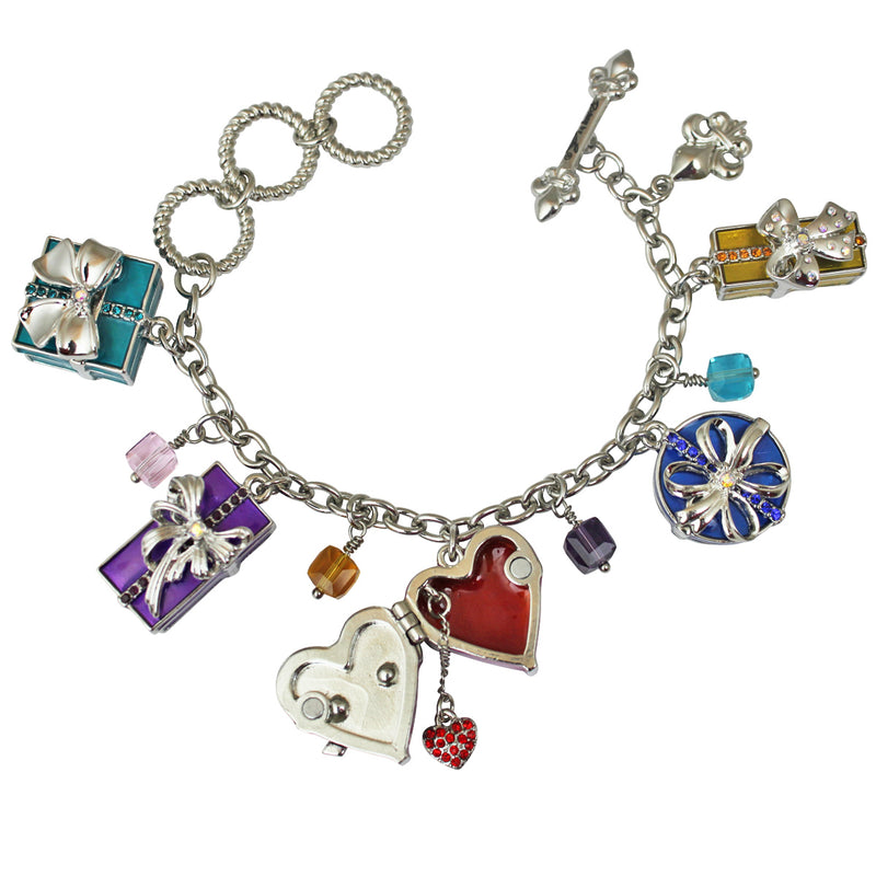 Ritzy Couture Life's a Gift Box Adjustable Charm Toggle Bracelet - Silvertone