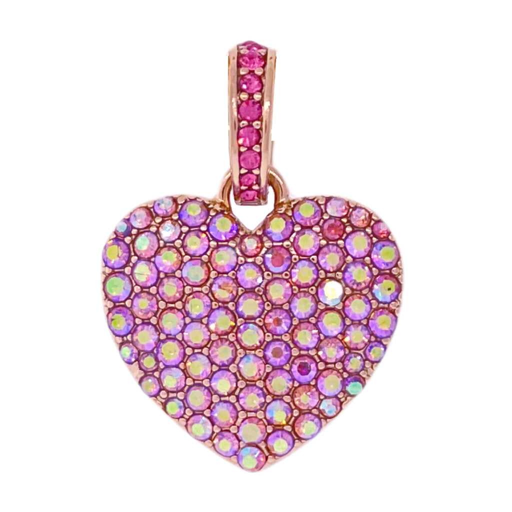 Rose Swarovski Crystal Heart Charm, Charm Factory