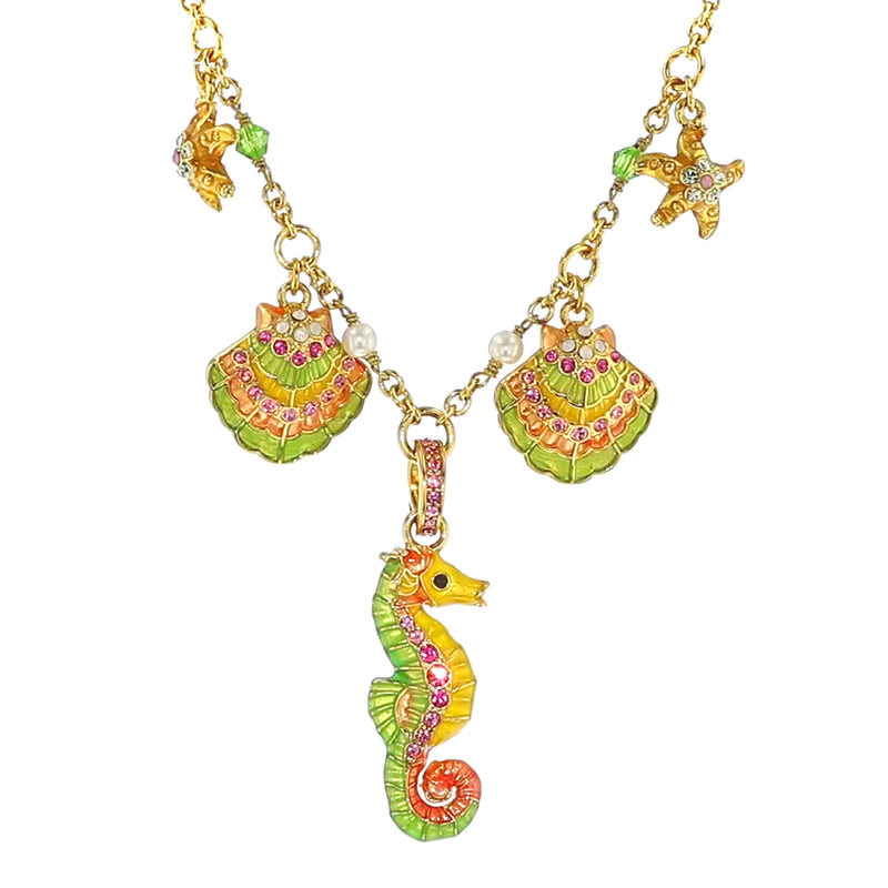 By The Sea 16" Pastel Ocean Charm Necklace "18k Gold Plated