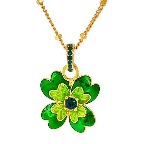 Lucky Clover St Patricks Enhancer Charm " 18k Gold Plating