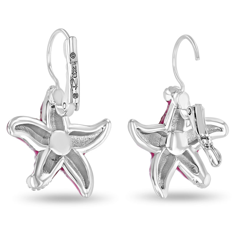 Crystal Rose Ocean Starfish Earrings -Fine Silver Plating
