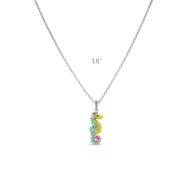 Summer Pastel Seahorse Enhancer Charm by Ritzy Couture DeLuxe-Fine Silver Plated